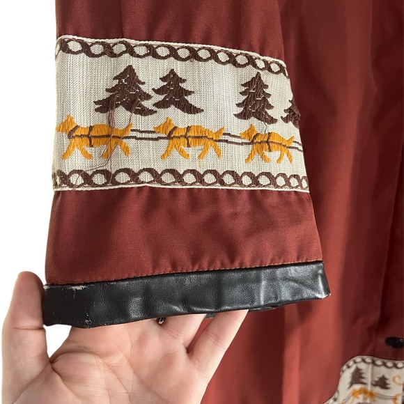 Vintage 1970s Herr’s Furs Nino-Flex Parka Embroidery Rust Brown Size Large - Picture 5 of 14